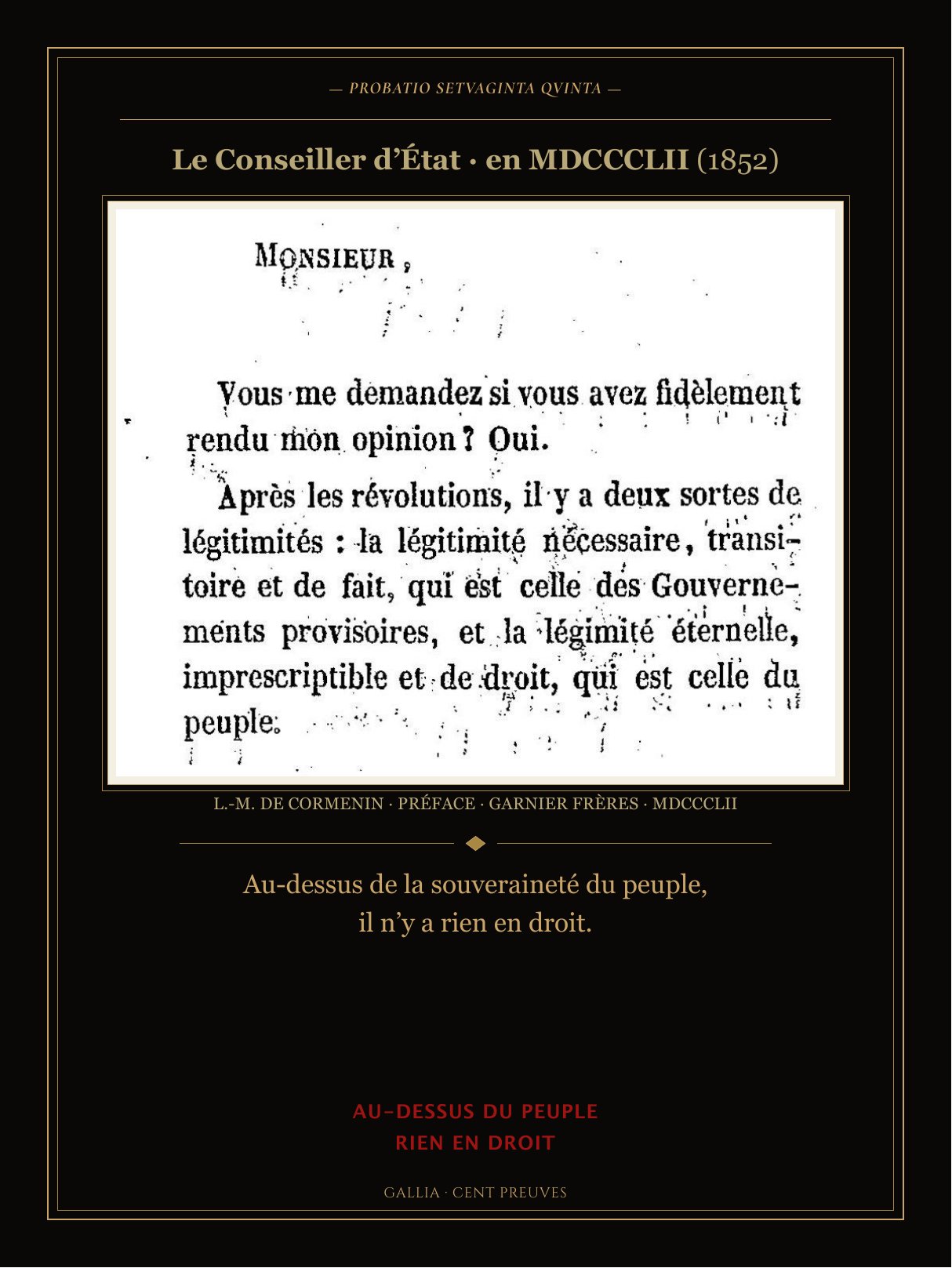 Cormenin — la légitimité éternelle du peuple — Les Cent Preuves