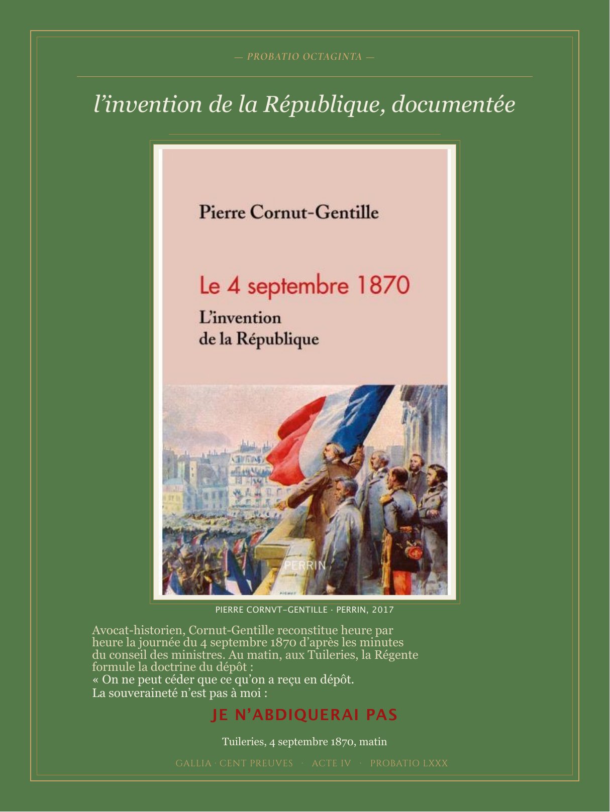 Le 4 septembre 1870 — l’invention de la République — Les Cent Preuves