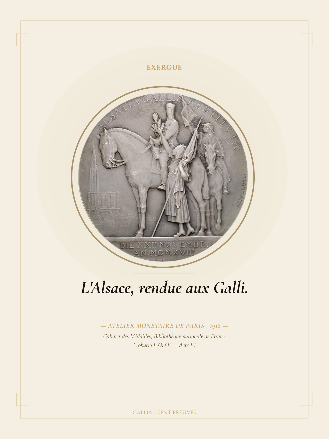 ALSATIA GALLIS RESTITVTA — Les Cent Preuves, planche p. 3